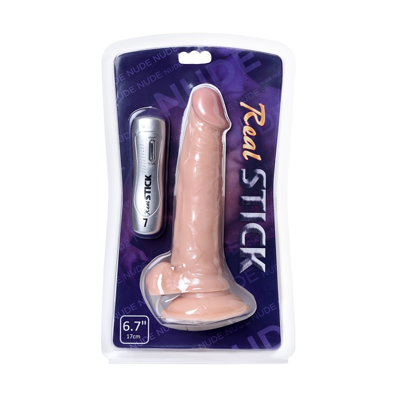 Реалистичный вибратор RealStick Nude, PVC, 7 режимов вибрации, телесный.