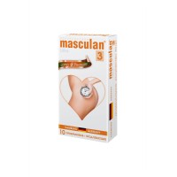 Презервативы Masculan, ultra 3, латекс, кольца, точечные, анестетик, 19 см, 5,3 см, 10 шт.