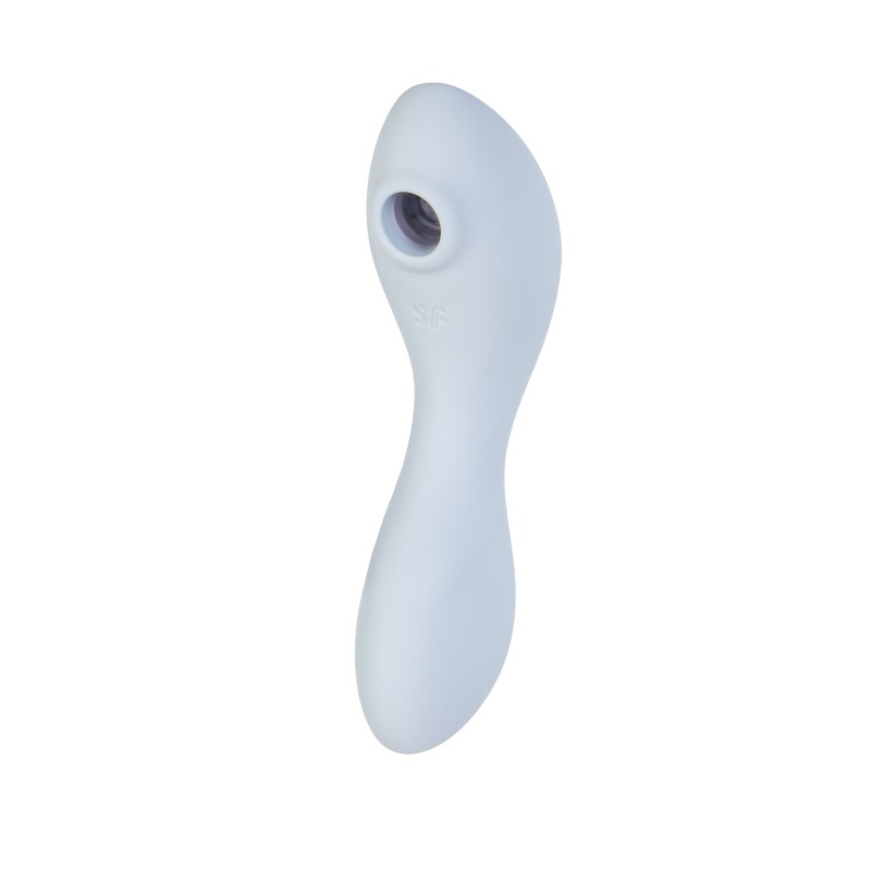 Вакуумный стимулятор клитора с вибрацией Satisfyer Curvy Trinity 5+ Connect App, голубой, 16,5 см