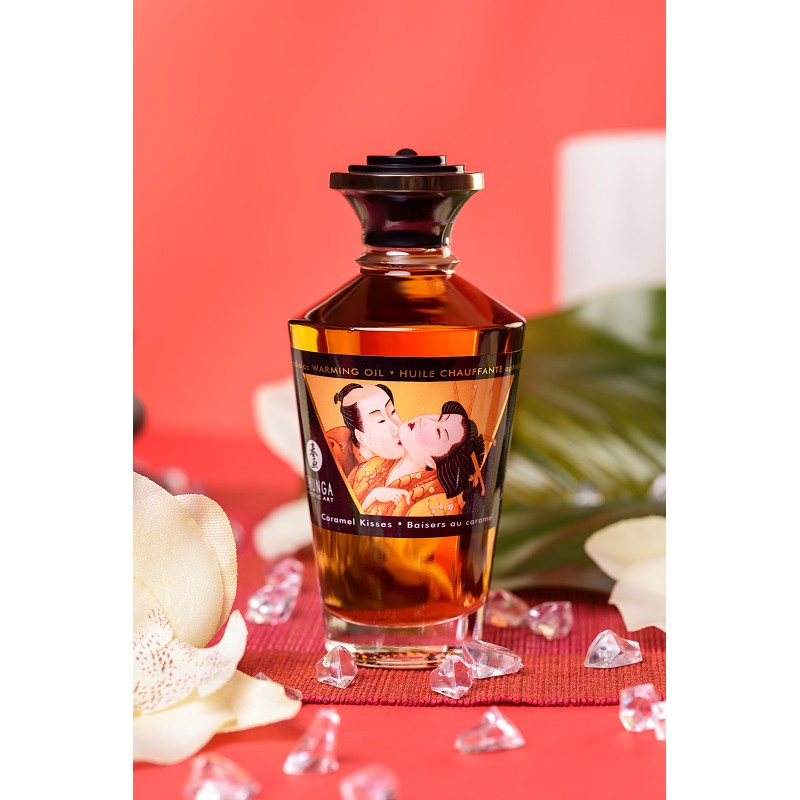Масло массажное для тела Shunga «Карамельные поцелуи» (Caramel Kisses), разогревающее, 100 мл.