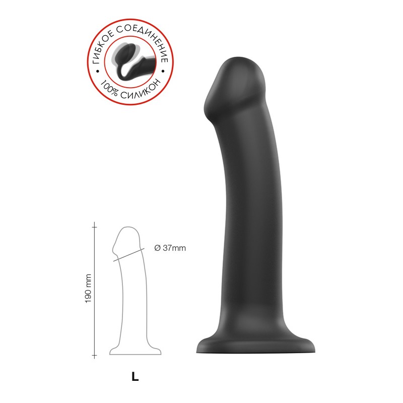 Ремневой нереалистичный страпон на присоске Strap-on-me, L, силикон, черный, 19 см