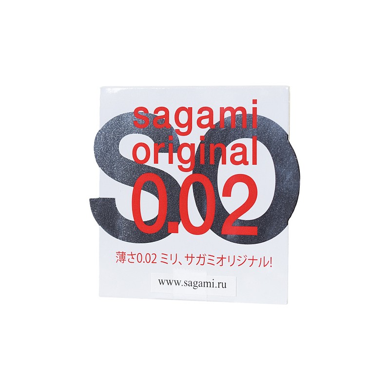 Презервативы Sagami, original 0.02, полиуретан, ультратонкие, гладкие, 18 см, 5,8 см, 1 шт.