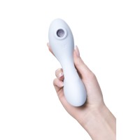 Вакуумный стимулятор клитора с вибрацией Satisfyer Curvy Trinity 5+ Connect App, голубой, 16,5 см