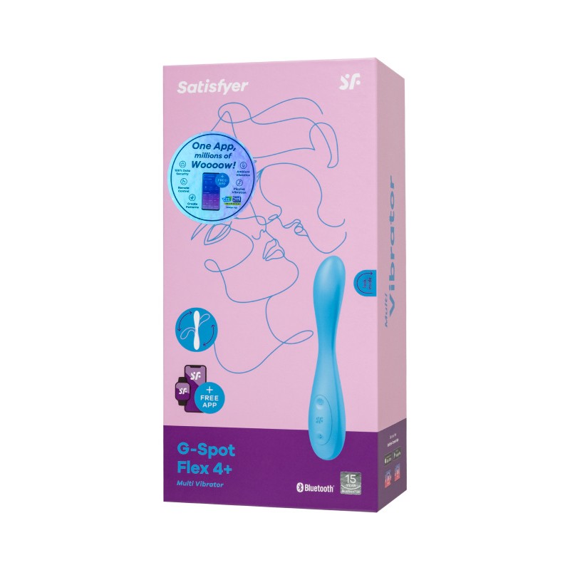 Стимулятор точки G с фиксацией формы Satisfyer G-Spot Flex 4+ Connect App, голубой, 19,5 см