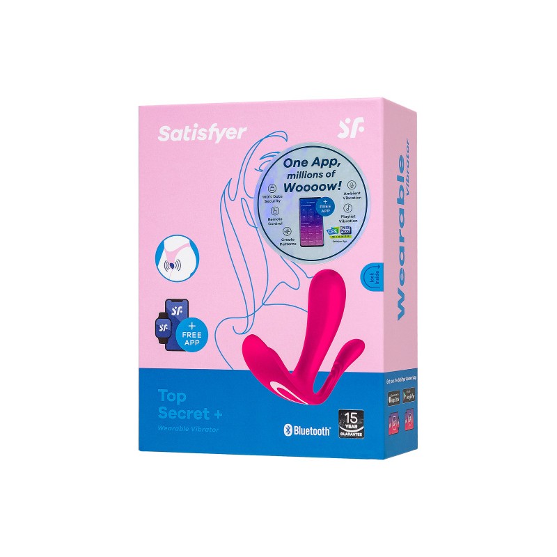 Вибратор для ношения с двойной стимуляцией Satisfyer Top Secret+ Connect App, розовый, 11 см