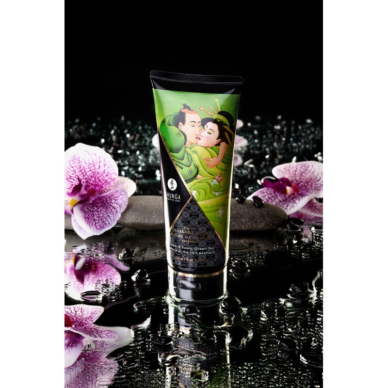 Массажный крем для тела Shunga «Груша и зеленый чай» (Pear&Exotic Green Tea), съедобный, 200мл