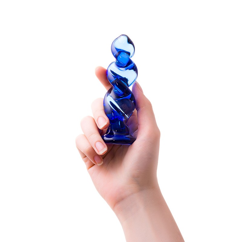 Анальная втулка Sexus Glass, стекло, синяя, 12 см, Ø 3,5 см