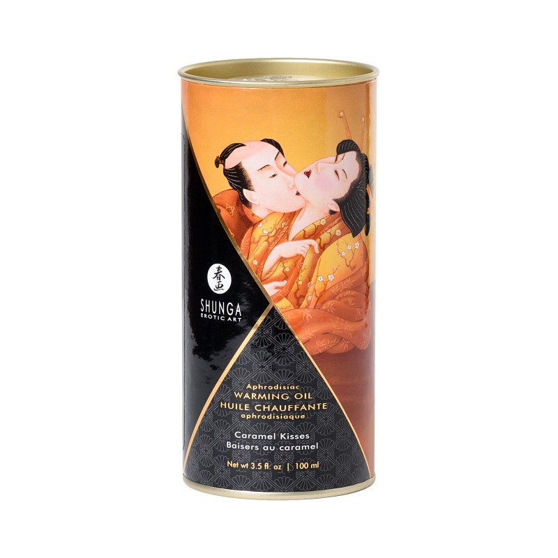 Масло массажное для тела Shunga «Карамельные поцелуи» (Caramel Kisses), разогревающее, 100 мл.