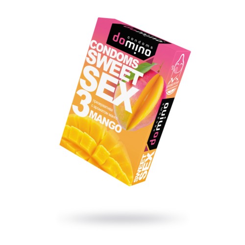 Презервативы Domino, sweet sex, латекс, манго, 18 см, 5,2 см, 3 шт.