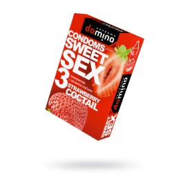 Презервативы Domino, sweet sex, латекс, клубника, 18 см, 5,2 см, 3 шт.