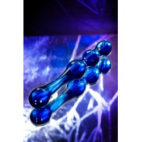 Двусторонний фаллоимитатор Sexus Glass, стекло, синий, 20,5 см