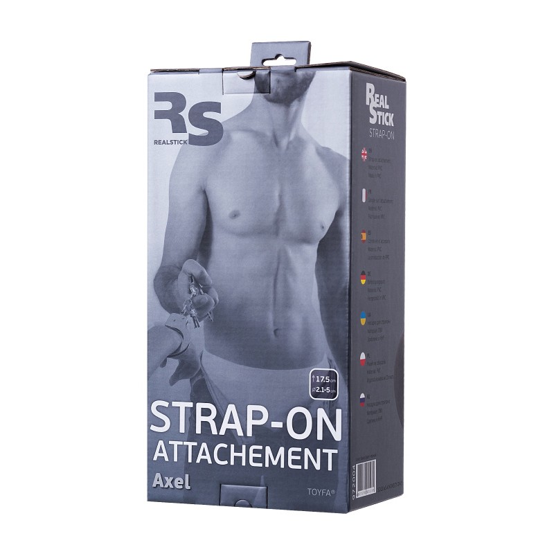 Насадка для страпона RealStick Strap-On Axel, PVC, тёмно-серый, 17,5 см