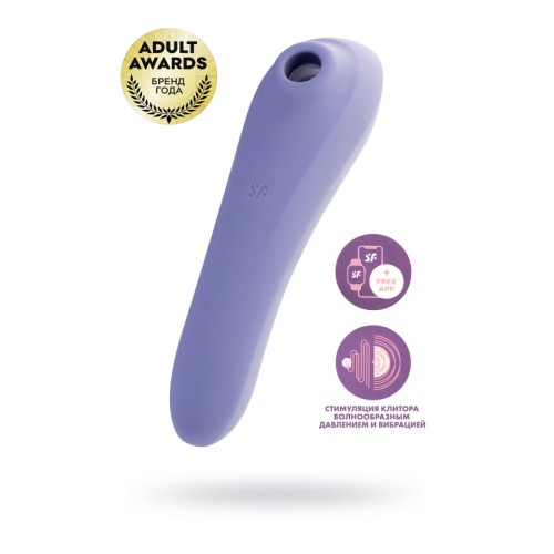 Вакуум-волновой стимулятор клитора Satisfyer Dual Pleasure Connect App, силикон, сиреневый, 17,9 см