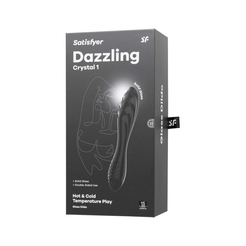 Двусторонний фаллоимитатор Satisfyer Dazzling Crystal 1, стекло, черный, 18,5 см
