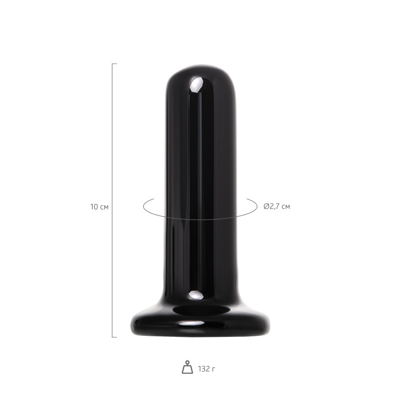 Стеклянный мини-вибратор Sexus Glass, стекло, черный, 10 см