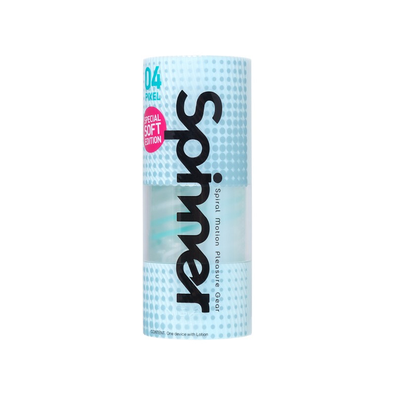 Нереалистичный мастурбатор TENGA SPINNER  PIXEL SPECIAL SOFT, TPE, голубой, 14 см