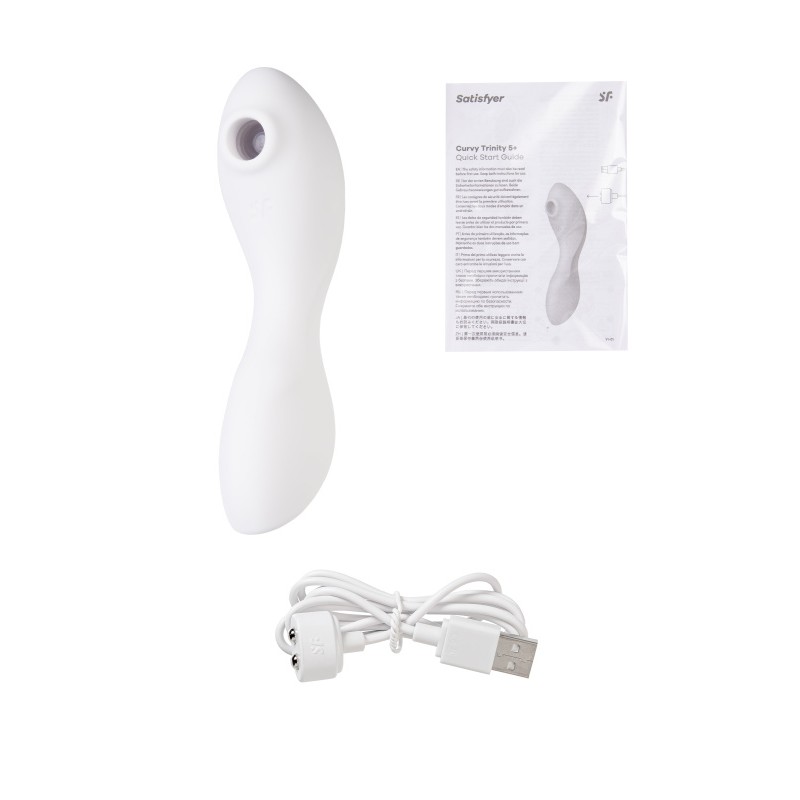 Вакуумный стимулятор клитора с вибрацией Satisfyer Curvy Trinity 5 Connect App, белый, 16,5 см
