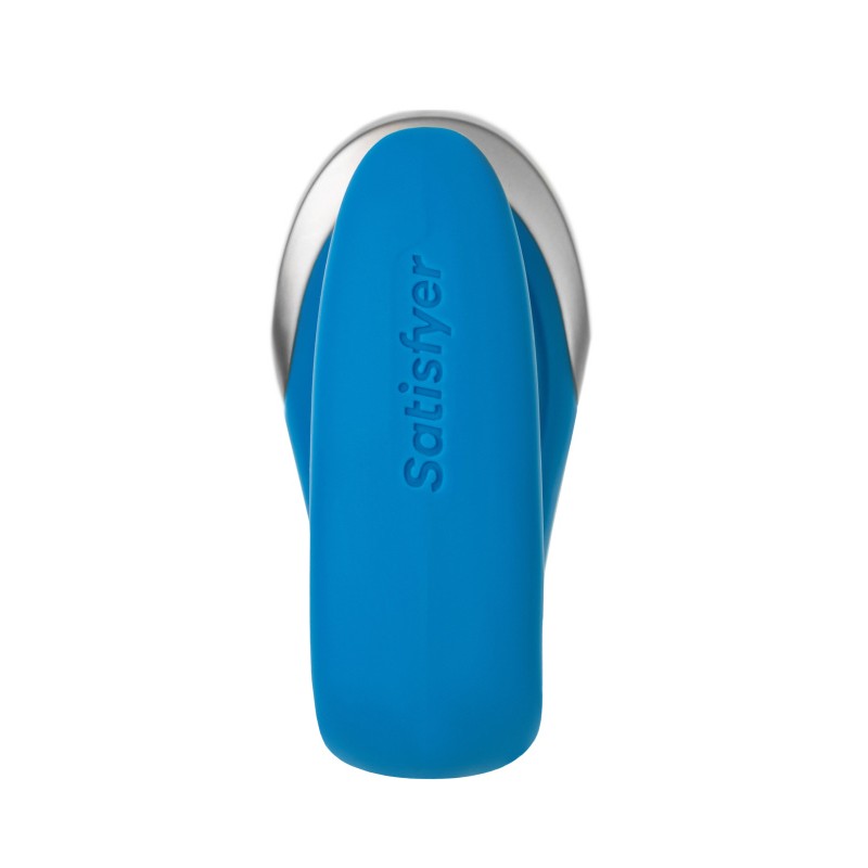 Стимулятор для пар Satisfyer Double Love Connect App с пультом ДУ, силикон, синий, 9 см