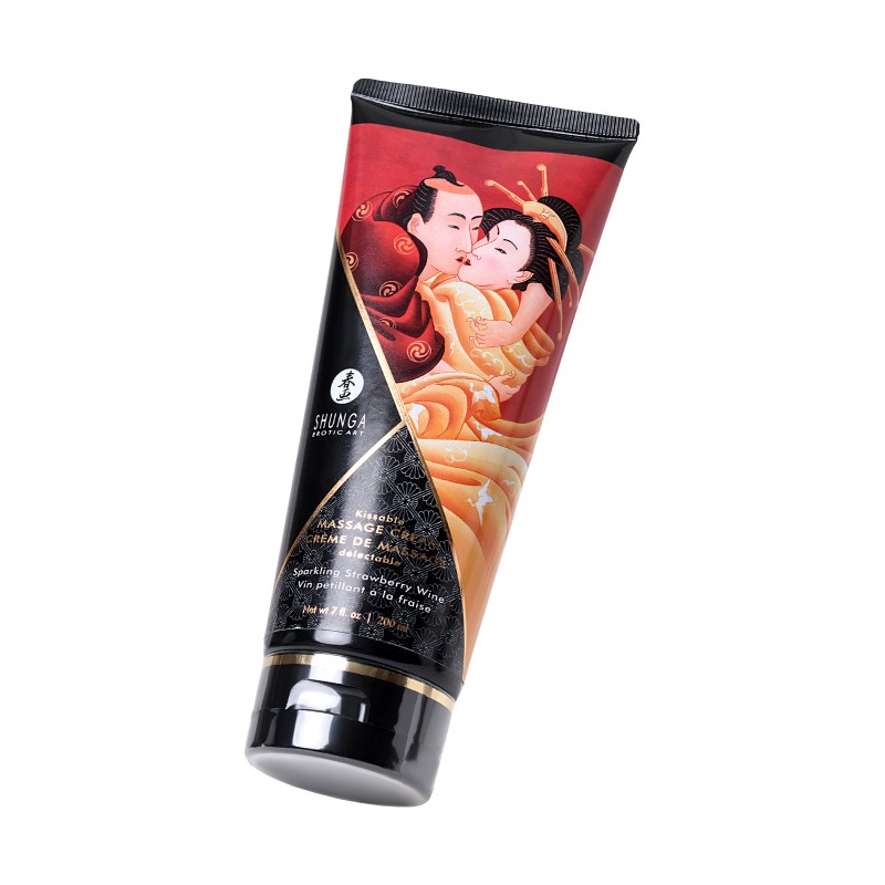 Массажный крем для тела Shunga «Игристое клубничное вино»Sparkling Strawberry Wine, съедобный, 200мл