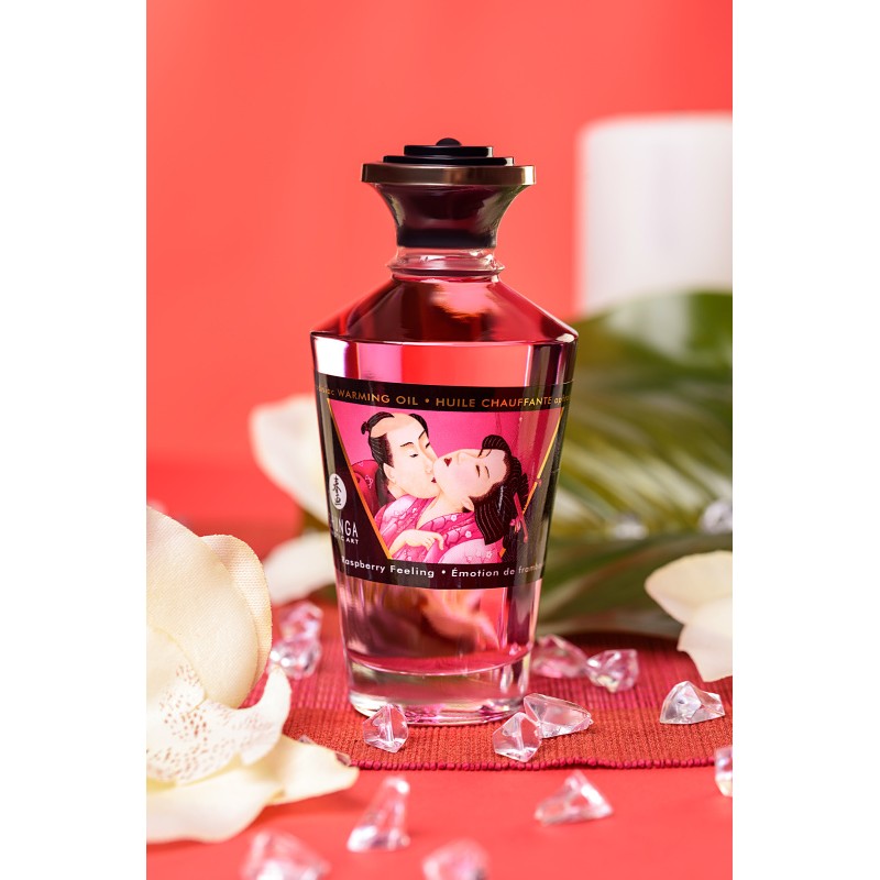 Масло массажное для тела Shunga «Малиновое чувство» (Raspberry Feeling), разогревающее, 100 мл
