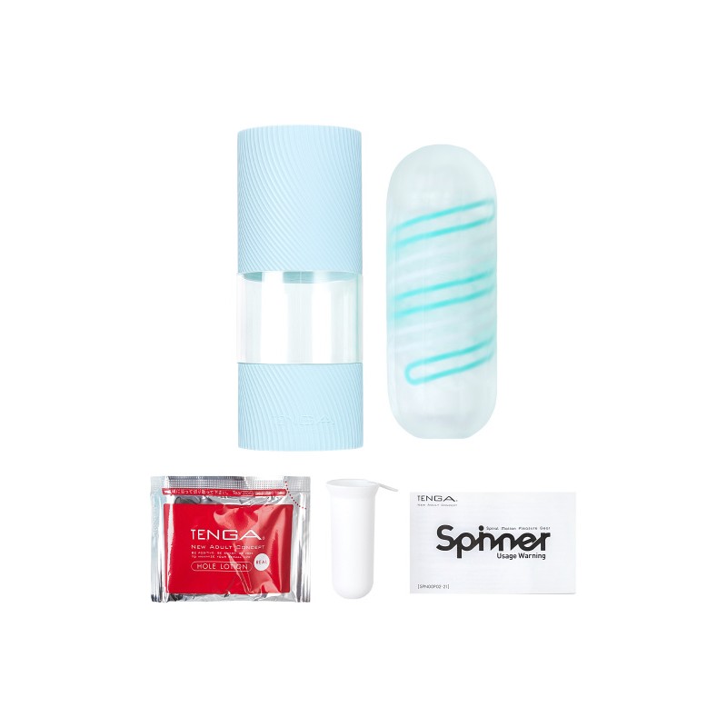 Нереалистичный мастурбатор TENGA SPINNER  PIXEL SPECIAL SOFT, TPE, голубой, 14 см