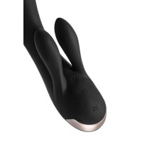 Вибратор с клиторальным стимулятором Satisfyer Double Flex Connect App, черный, силикон, 20 см