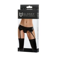 Комплект Glossy ALMIRA из материала Wetlook (пояс с пажами для чулок и трусики), черный, XL