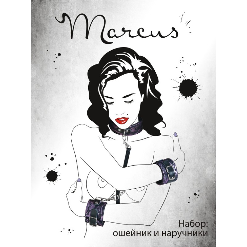 Кружевной набор TOYFA Marcus (ошейник и наручники), розовый