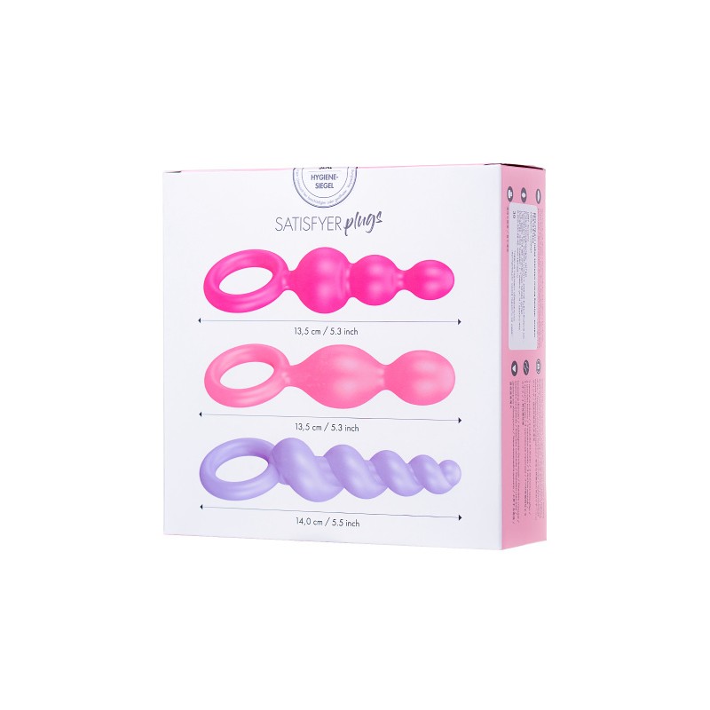 Набор анальных плагов Satisfyer Booty Call colored 3 шт, силикон, ассорти, 13,5 см