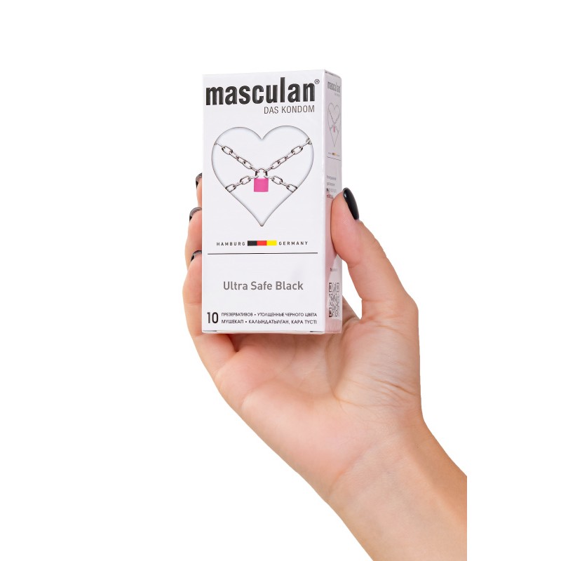 Презервативы Masculan, ultra 4, ультрапрочные, 19 см, 3,4 см, 10 шт.(Ultra Safe Black № 10)