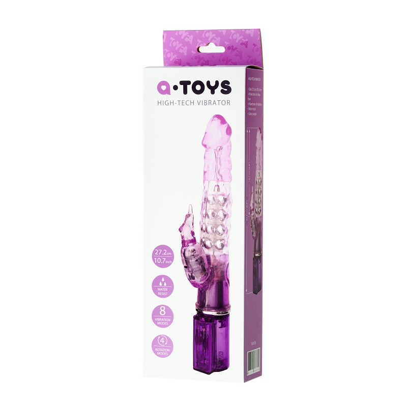 Вибратор с клиторальным стимулятором A-Toys by TOYFA High-Tech fantasy, TPE, фиолетовый, 26,5 см