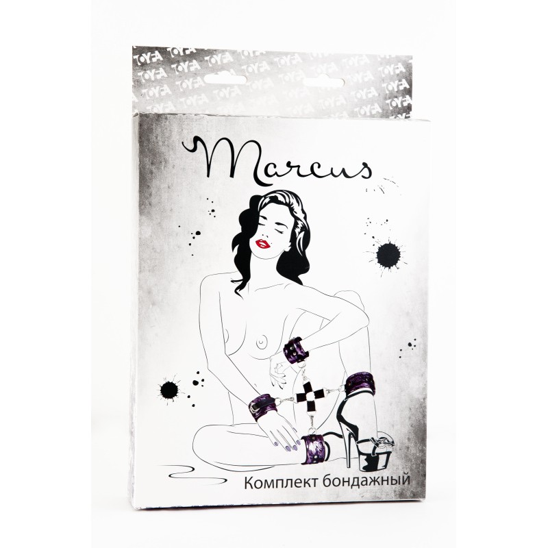 Кружевной бондажный комплект TOYFA Marcus (сцепка, наручники и оковы), розовый