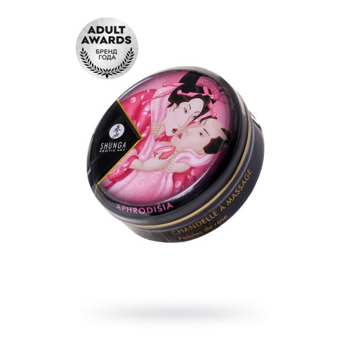Массажное аромамасло в виде свечи Shunga «Афродизия. Лепестки роз» (Aphrodisia. Rose Petals), 30 м