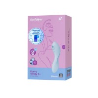 Вакуумный стимулятор клитора с вибрацией Satisfyer Curvy Trinity 5+ Connect App, голубой, 16,5 см