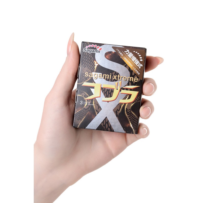 Презервативы Sagami, xtreme, cobra, латекс, 19 см, 5,3 см, 3 шт.