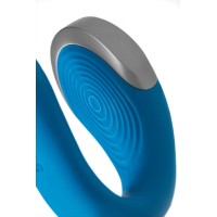 Стимулятор для пар Satisfyer Double Love Connect App с пультом ДУ, силикон, синий, 9 см