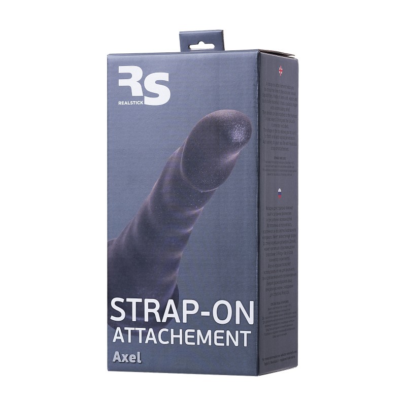 Насадка для страпона RealStick Strap-On Axel, PVC, тёмно-серый, 17,5 см