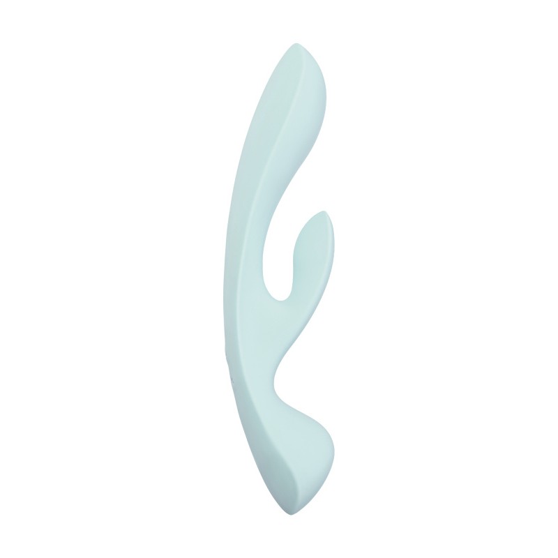 Нереалистичный вибратор Satisfyer Triple Oh, силикон, голубой, 24 см