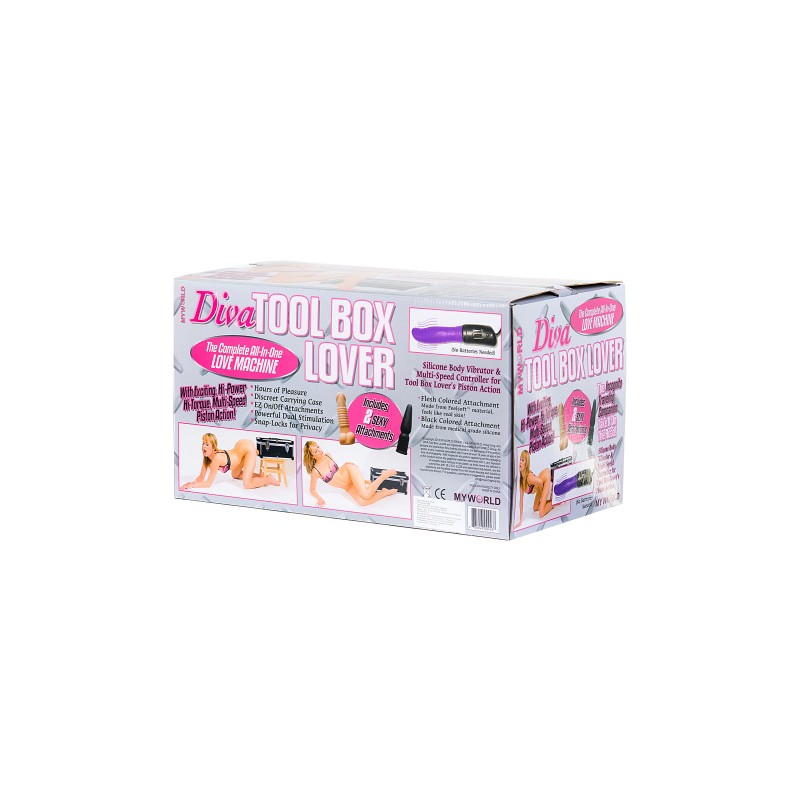 Секс-чемодан Diva Tool Box, с двумя сменными насадками, металл, черный, 41 см