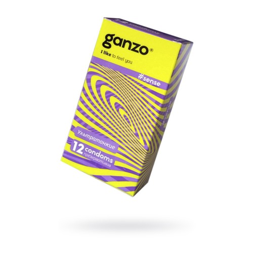 Презервативы Ganzo, sense, ультратонкие, латекс, 18 см, 5,2 см, 12 шт.