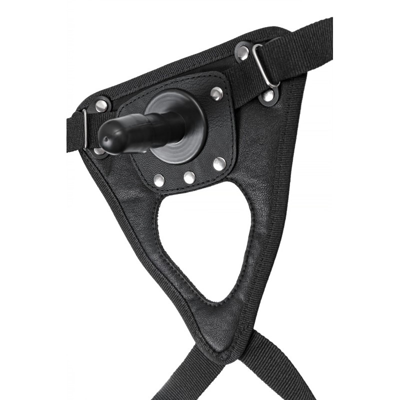 Трусики для страпона RealStick Strap-On Onyx, экокожа, черные