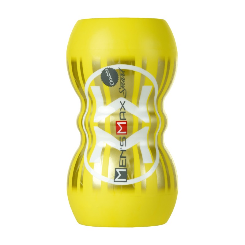 Мастурбатор нереалистичный MensMax Smart Doubble, TPE, желтый, 14,5 см