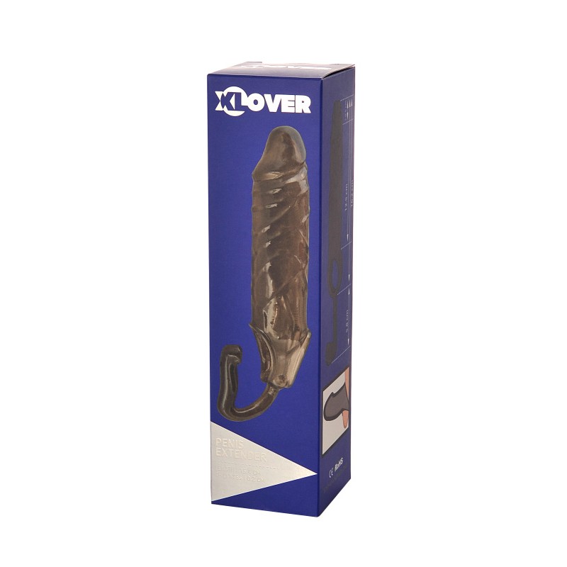 Насадка ToyFa XLover, для увеличения размера с дополнительной стимуляцией, TPE, черная, 15 см