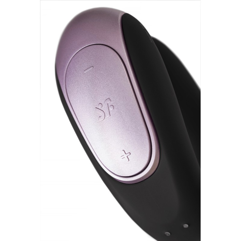 Стимулятор для пар Satisfyer Double Fun Connect App, с пультом ДУ, силикон, черный, 9 см