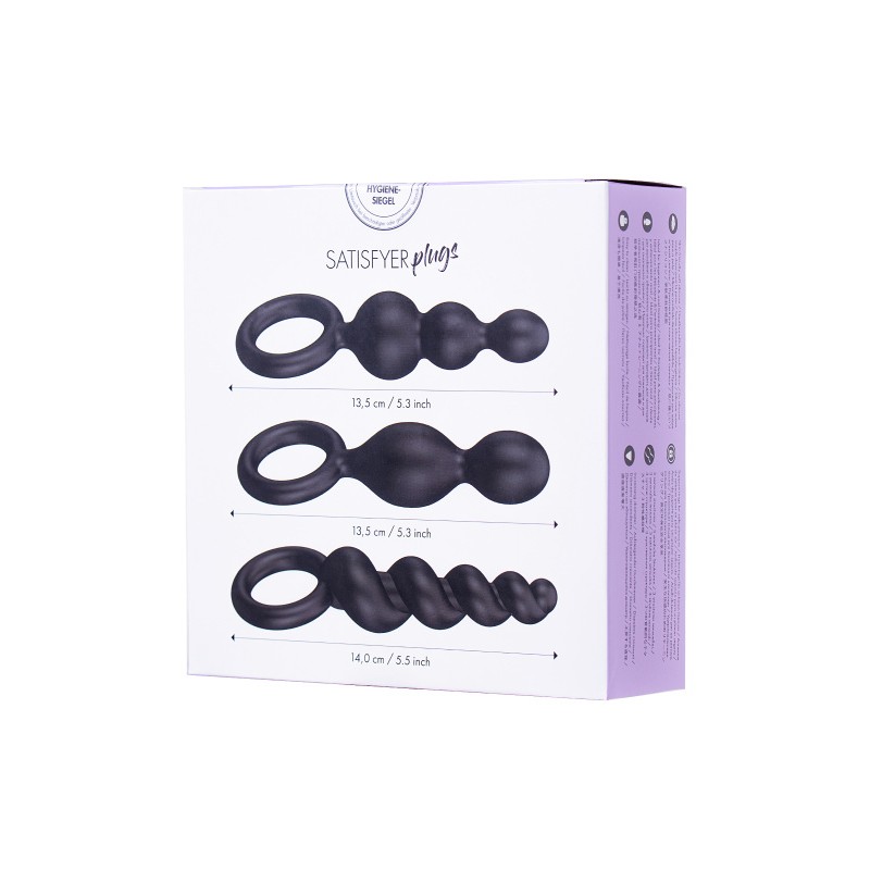 Набор анальных плагов Satisfyer Booty Call black 3 шт, силикон, чёрный, 13,5 см