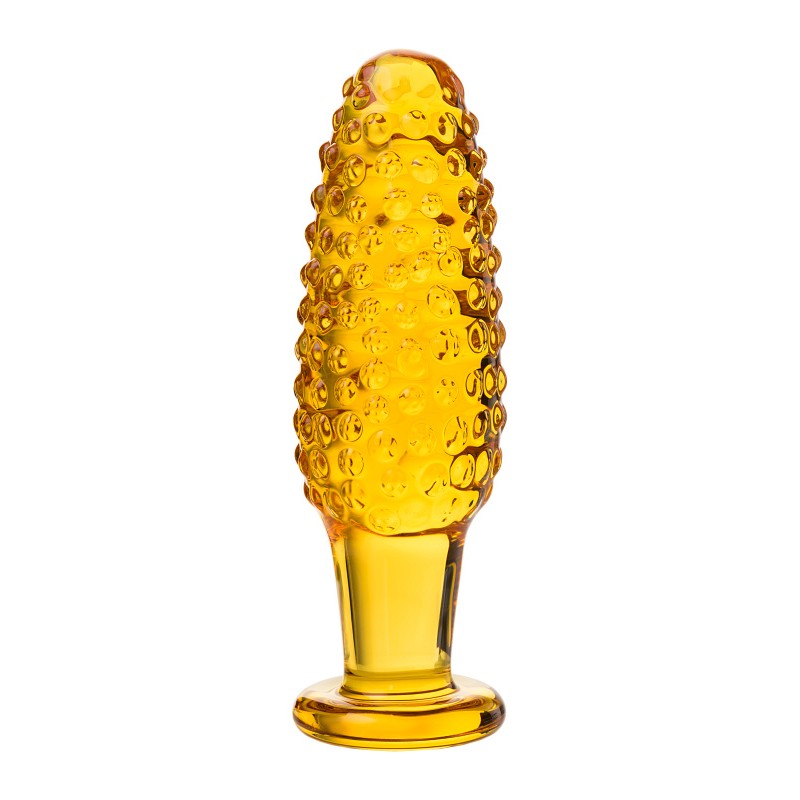 Анальная втулка Sexus Glass, стекло, желтая, 13 см, Ø 4 см