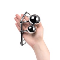 Стринги TOYFA Metal с двумя шарами, серебряные