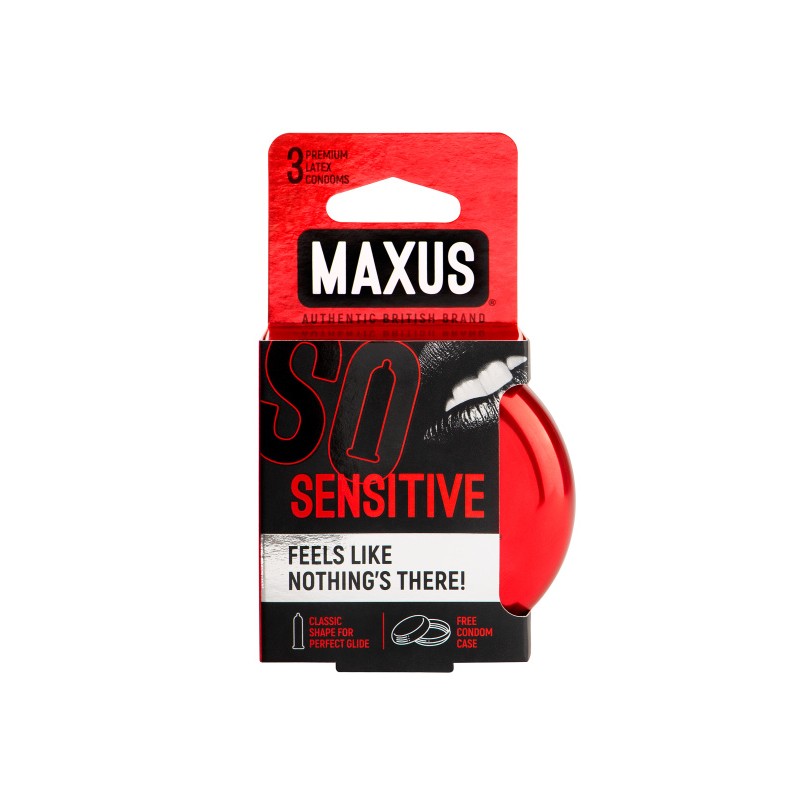 Презервативы Maxus Sensitive, ультратонкие, латекс, железный кейс, 3 шт.