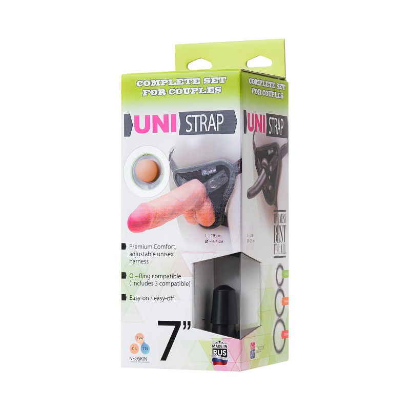 Страпон на креплении LoveToy UNI strap 7" Harness best of all, телесный