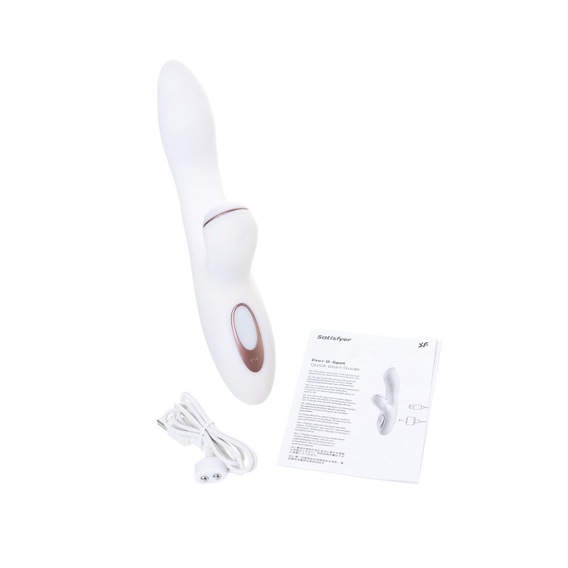 Вибратор Satisfyer Pro+ G-Spot, с вакуум-волновым стимулятором, силикон, белый, 22 см